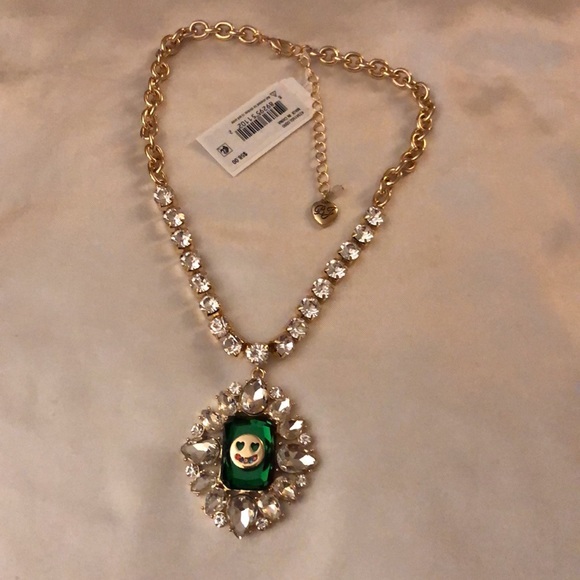 Betsey Johnson Gold Tone Ice Queen Smiley Crystal Pendant Necklace NWT - Picture 3 of 12